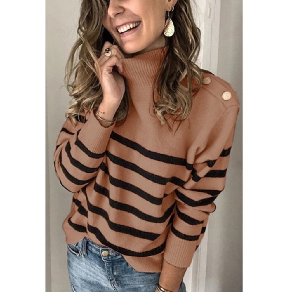 Turtle neck striped knit sweater - Picture 1 of 5